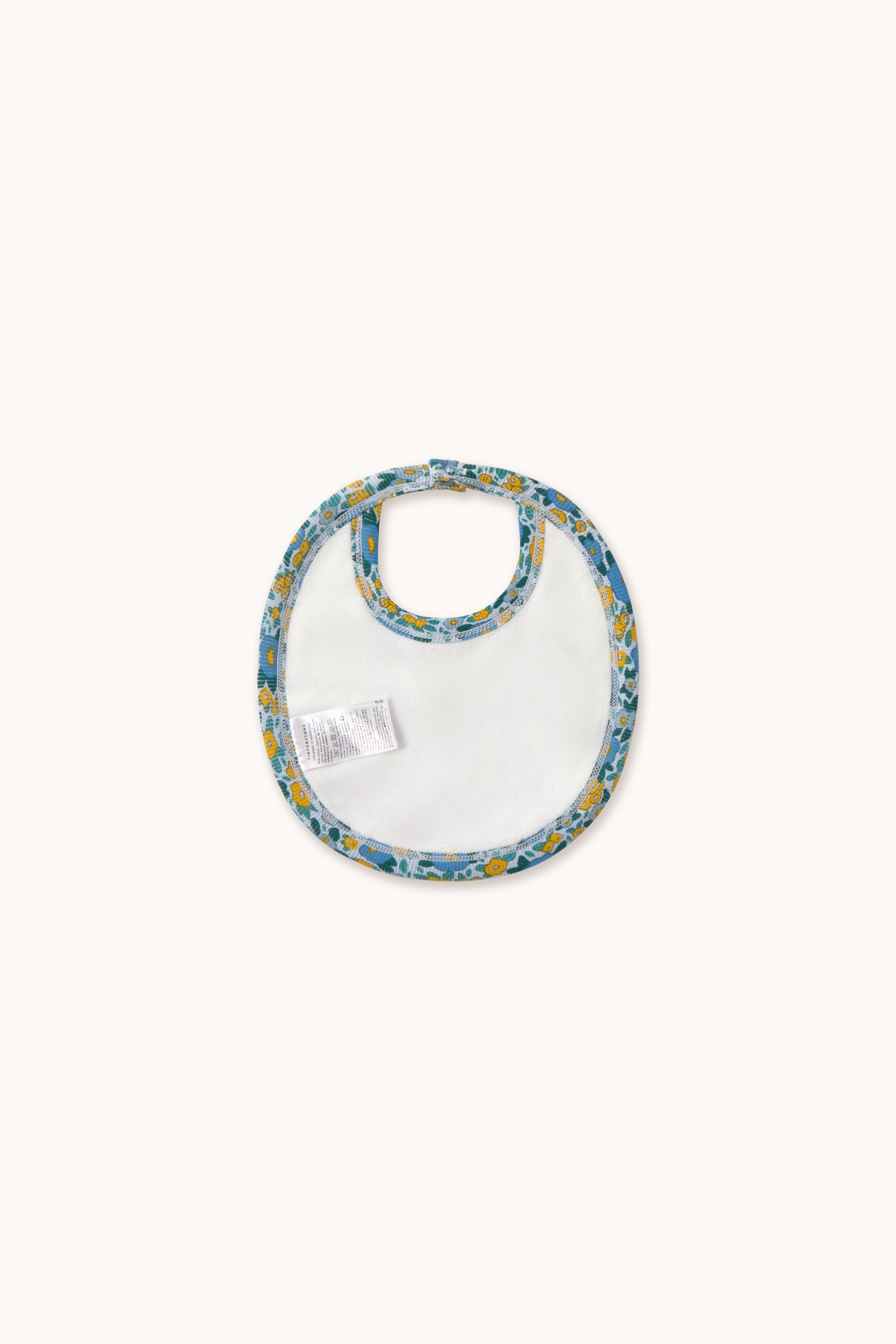 Tiny Cottons Flower Pattern Rib Bib - Washed Blue