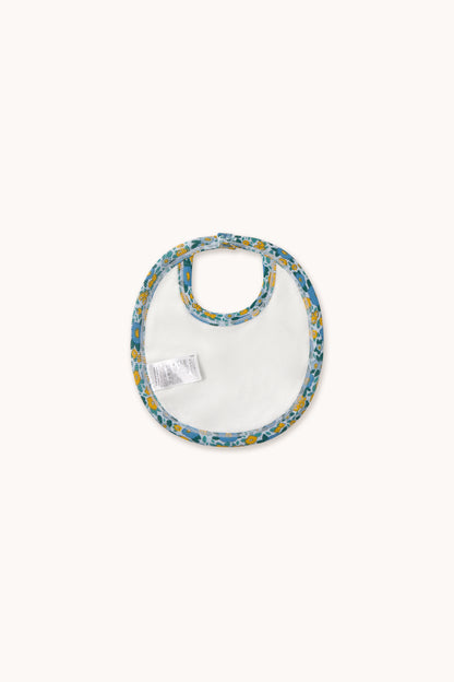 Tiny Cottons Flower Pattern Rib Bib - Washed Blue