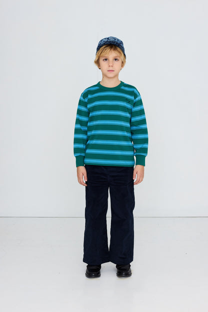 Tiny Cottons Retro Stripes Sleeve Tee - Dark Green