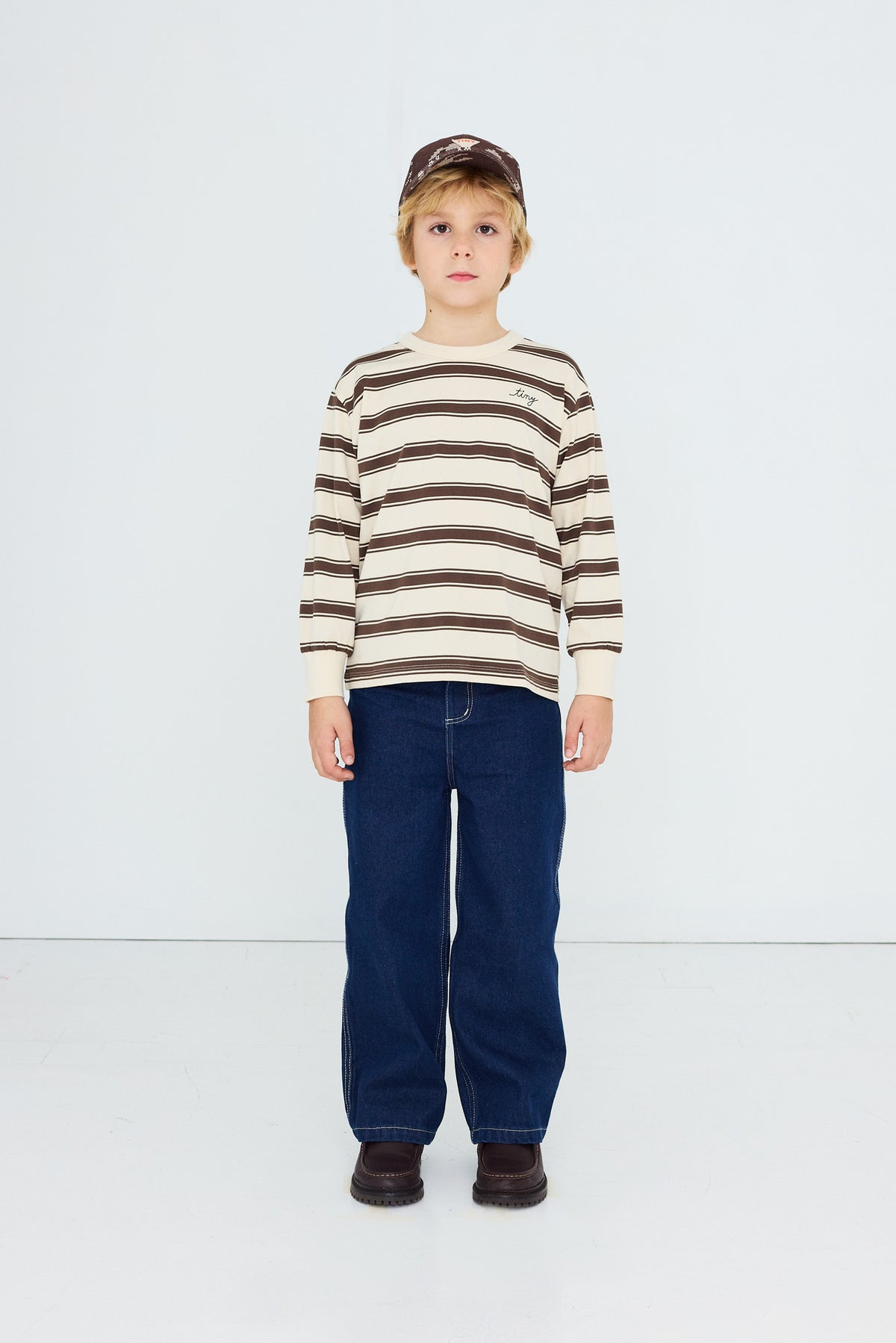 Tiny Cottons Retro Stripes Sleeve Tee - Cacao