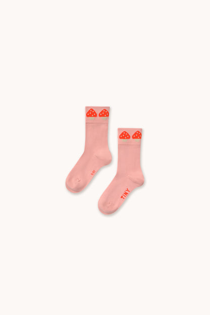 Tiny Cottons Mushrooms Quarter Socks -  Wild Rose