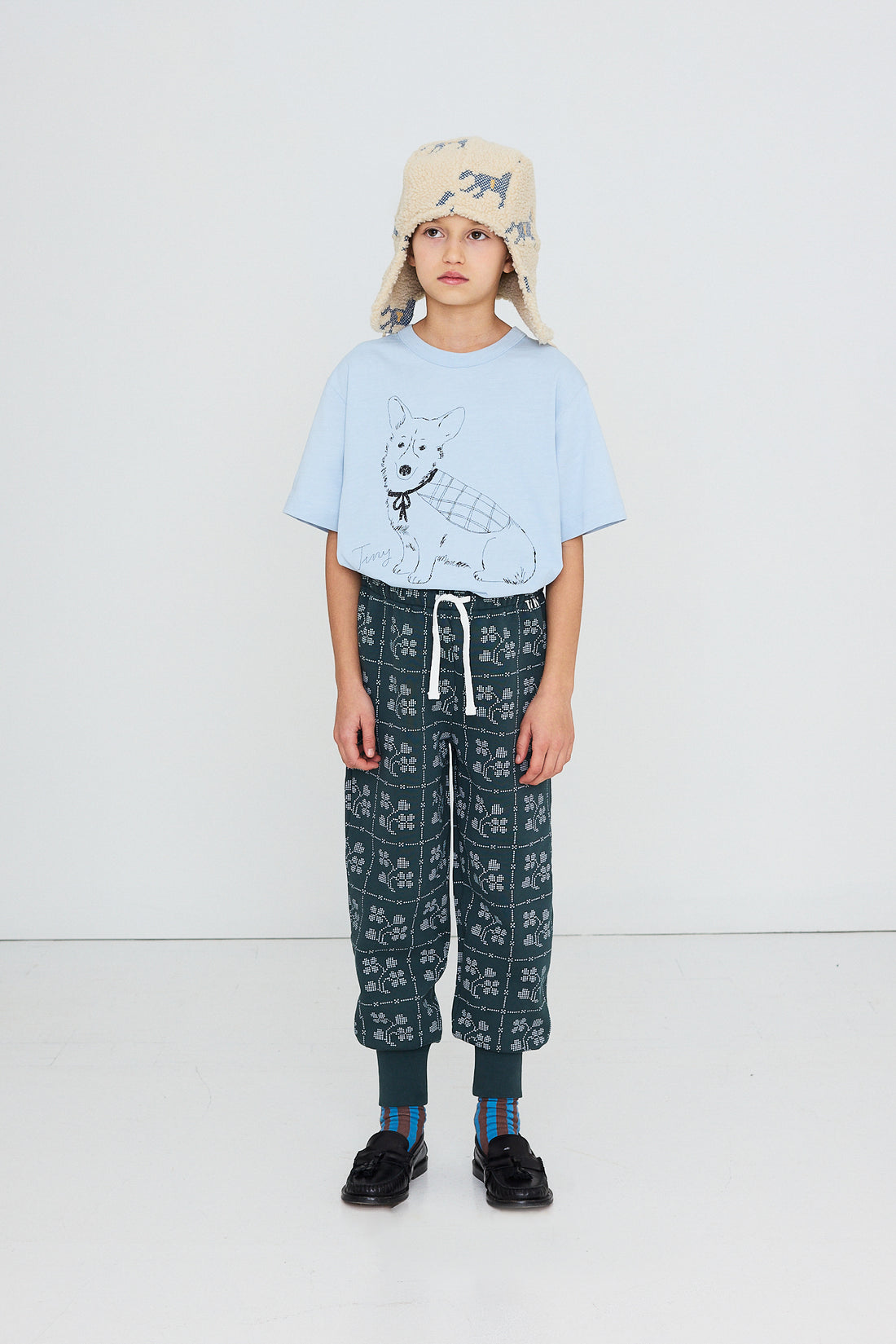 Tiny Cottons Tiny Corgi Graphic Tee - Washed Blue