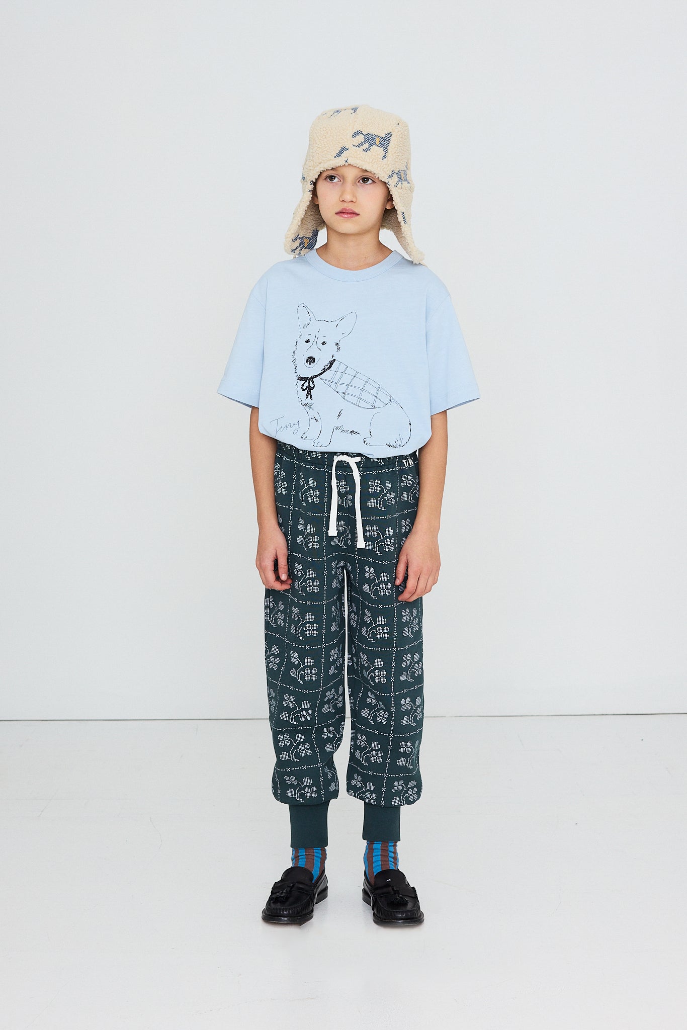 Tiny Cottons Tiny Corgi Graphic Tee - Washed Blue