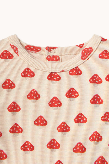 Tiny Cottons Mini Mushrooms Aop Rib Baby Tee - Ivory