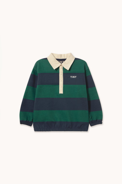 Tiny Cottons Navy Stripes Polo Sweatshirt - Dark Green
