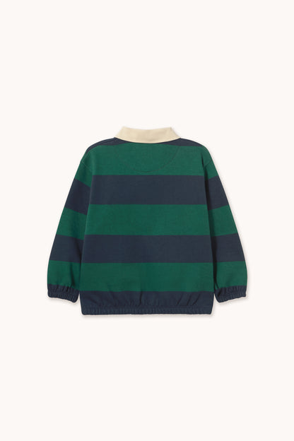 Tiny Cottons Navy Stripes Polo Sweatshirt - Dark Green