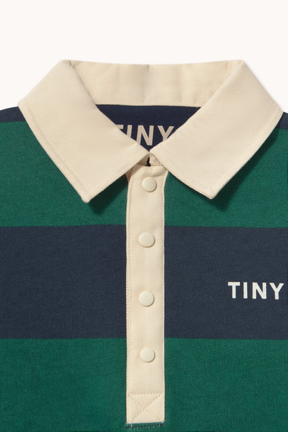 Tiny Cottons Navy Stripes Polo Sweatshirt - Dark Green