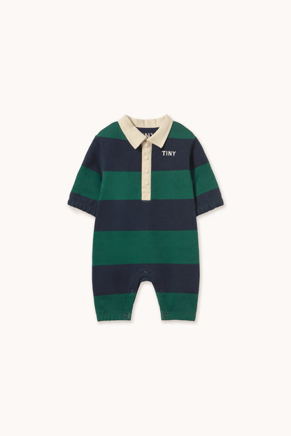 Tiny Cottons Navy Stripes Polo One Piece - Dark Green