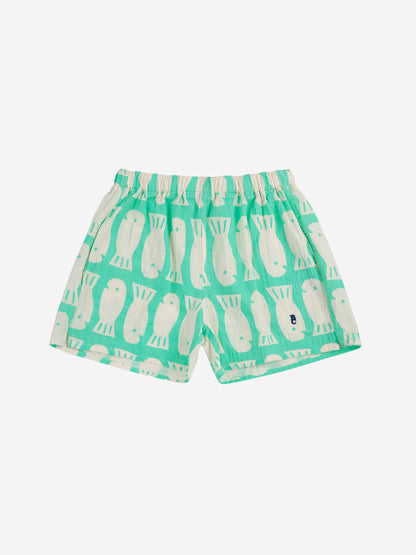 Bobo Choses Lucky Fish All Over Woven Shorts - Light Green
