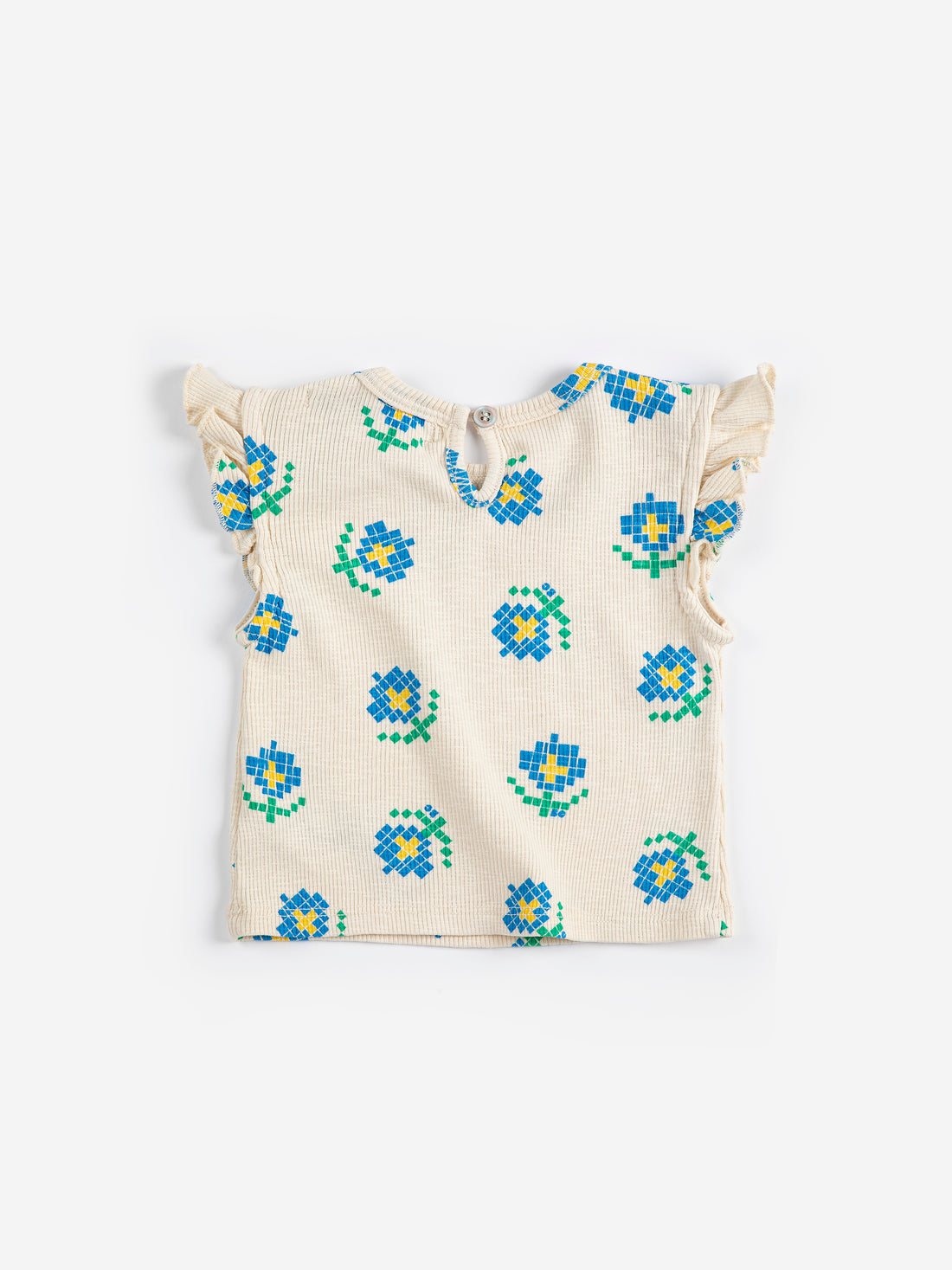 Bobo Choses Pixel Flowers All Over Ruffled Top