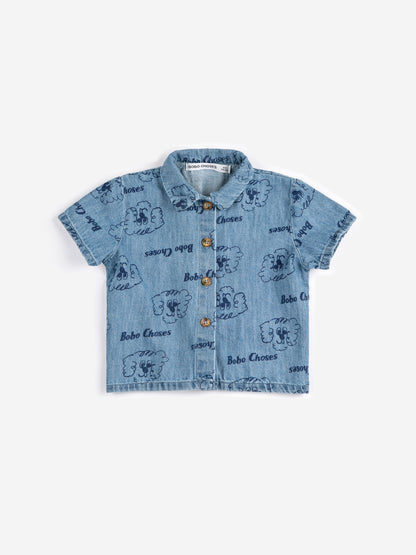 Bobo Choses Baby Pickles The Dog All Over Denim Shirt - Light Blue