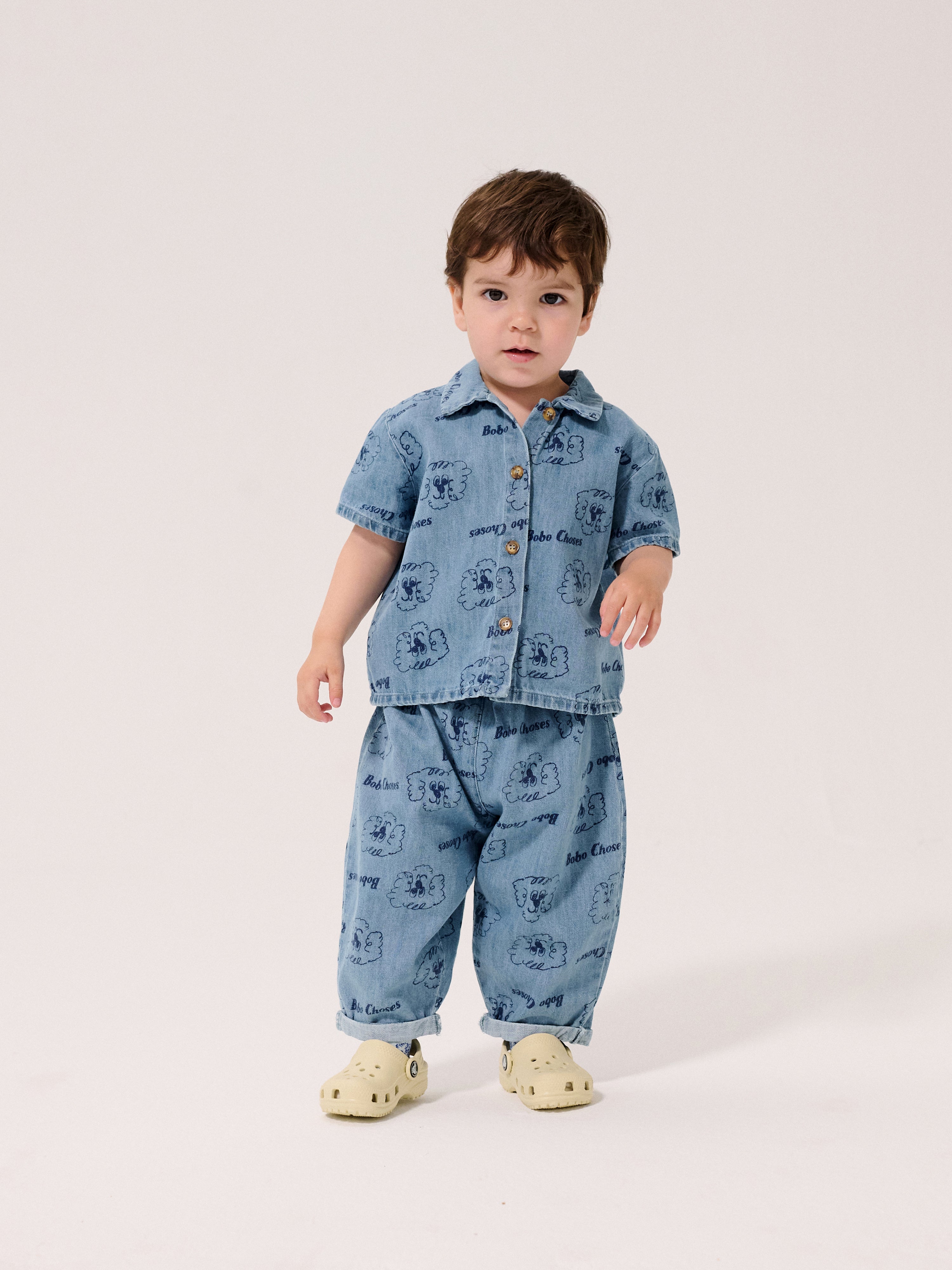 Bobo Choses Baby Pickles The Dog All Over Denim Shirt - Light Blue