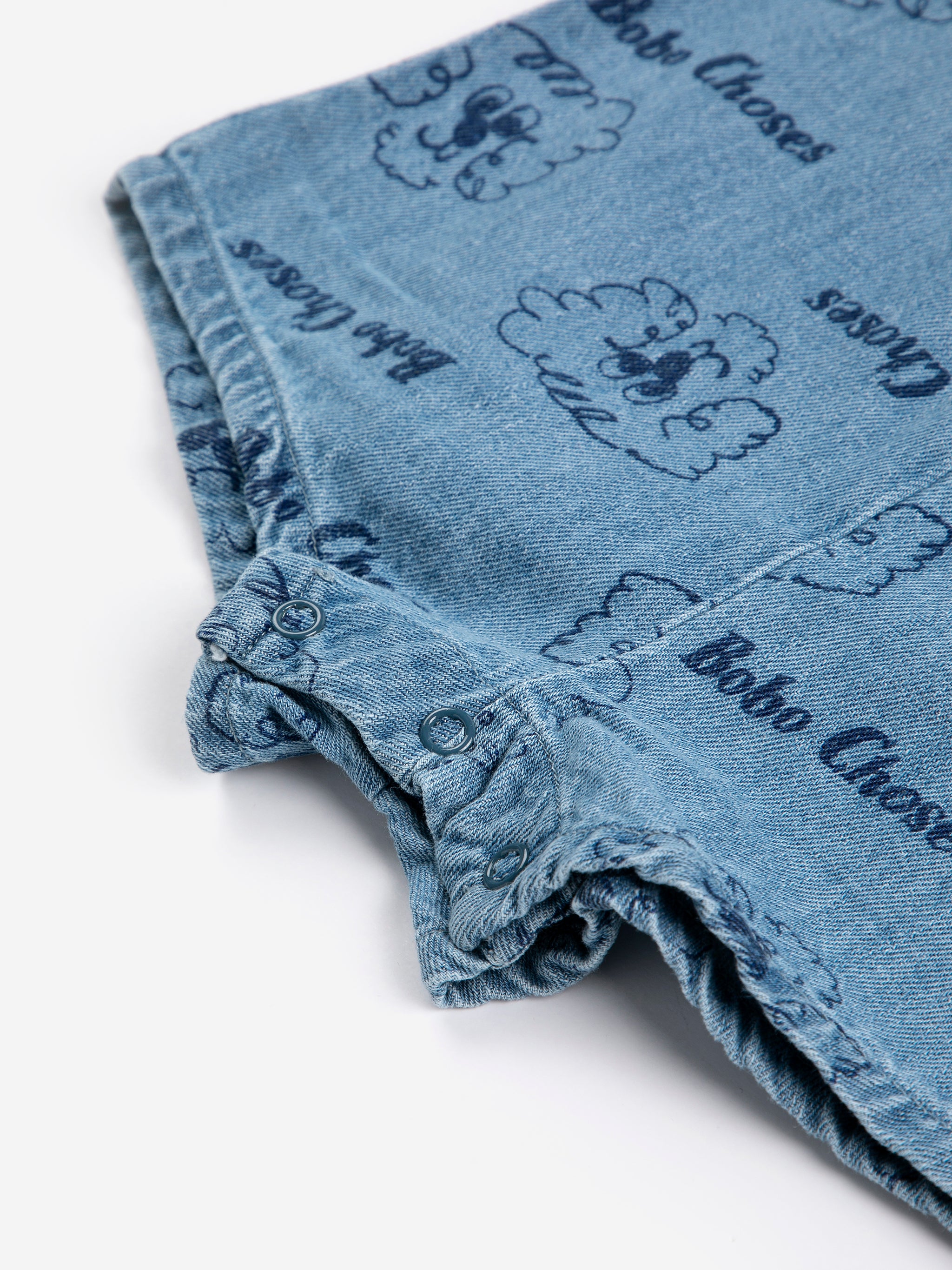 Bobo Choses Baby Pickles The Dog All Over Denim Playsuit - Light Blue