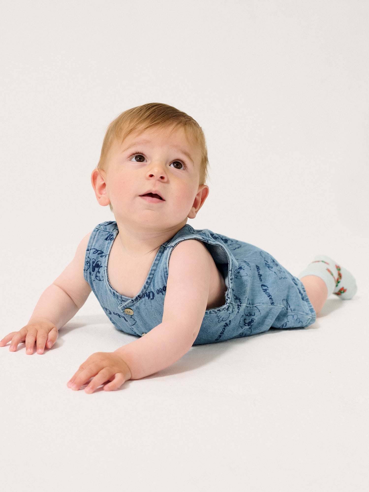 Bobo Choses Baby Pickles The Dog All Over Denim Playsuit - Light Blue