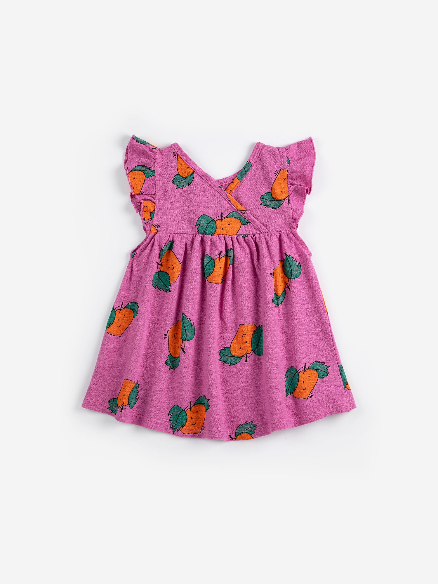 Bobo Choses Baby Tangerine All Over Ruffled Dress - Fuchsia