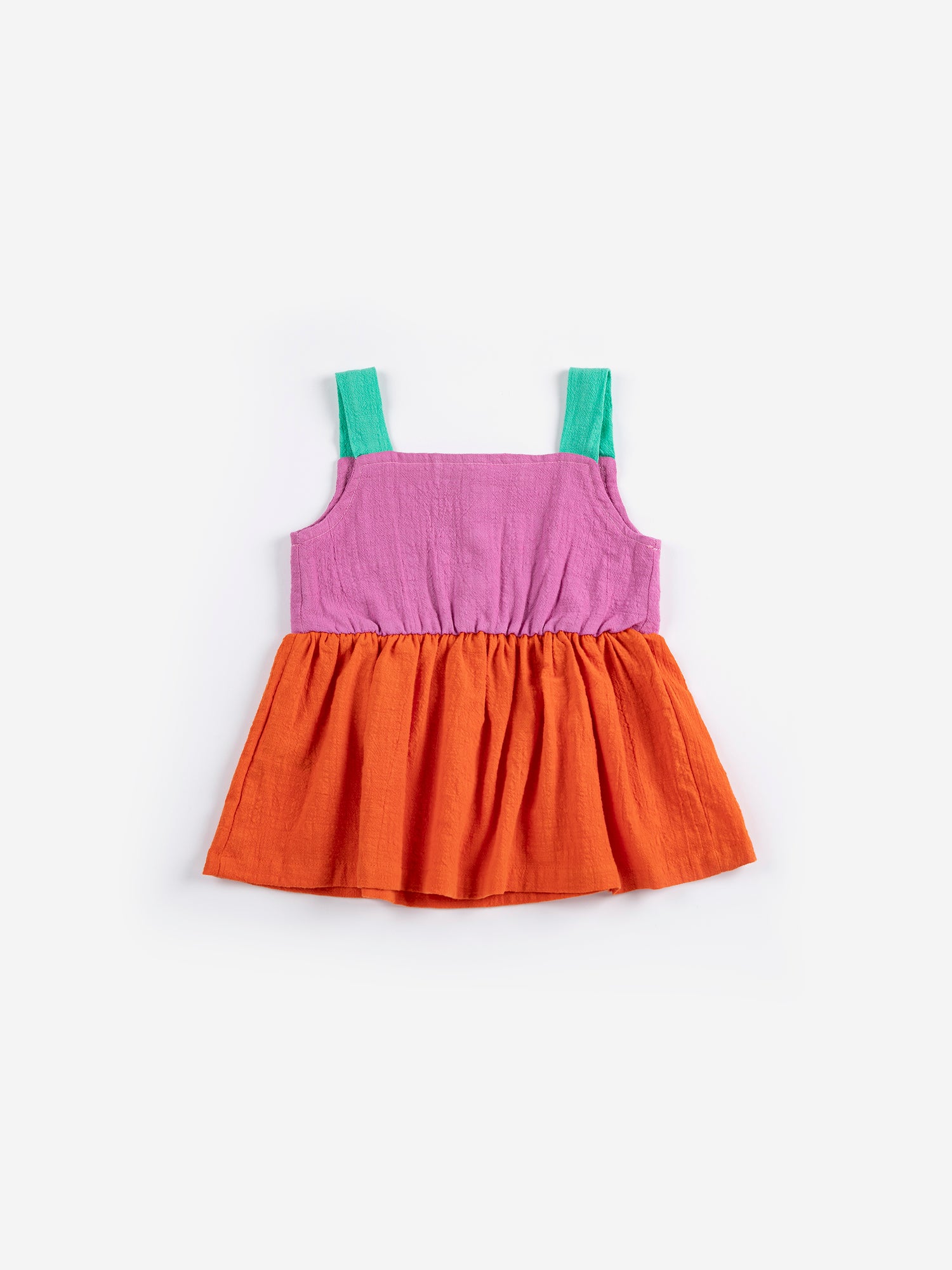 Bobo Choses Baby Pixel Daisy Color Block Woven Dress - Orange