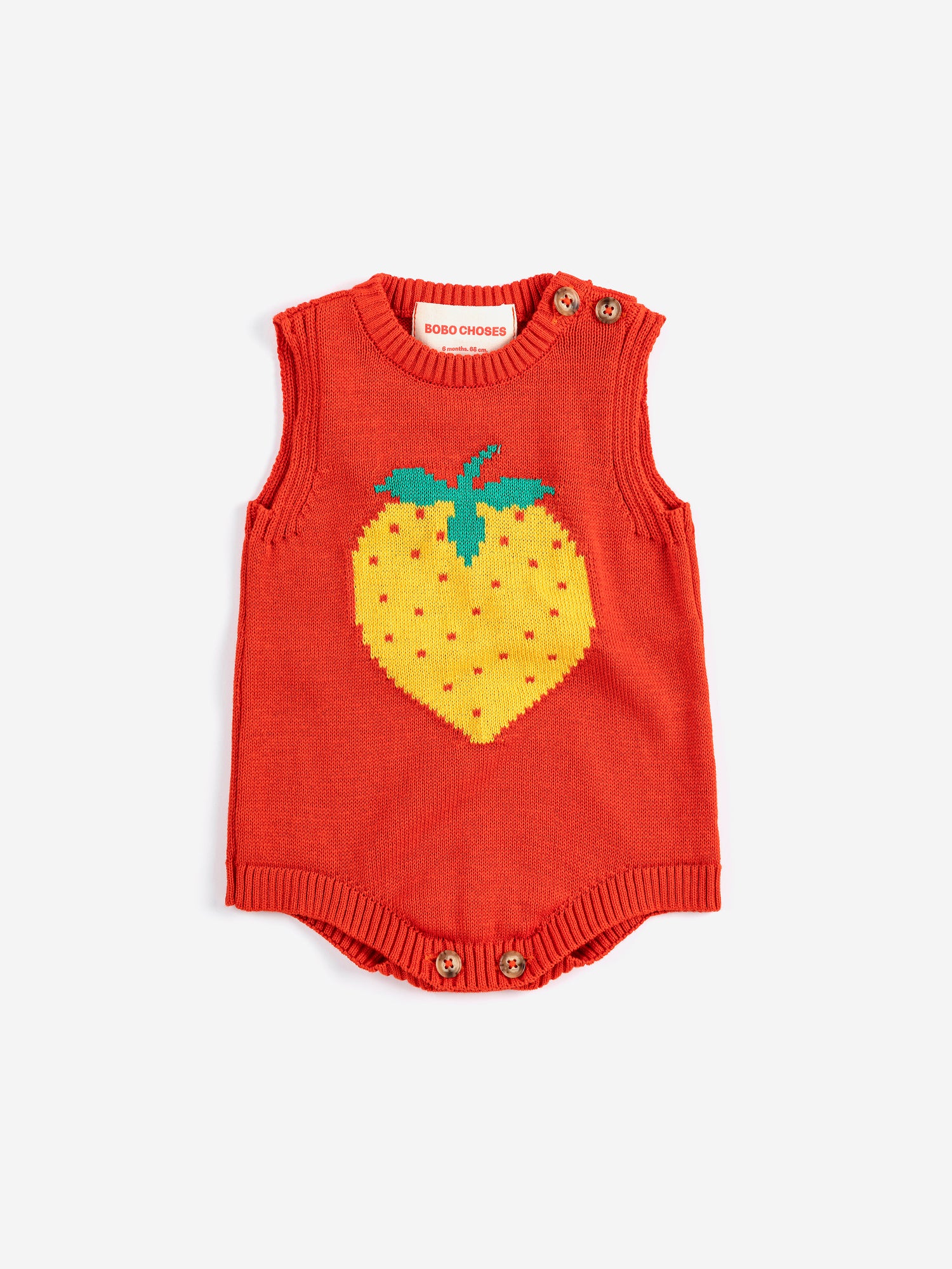Bobo Choses Pixel Strawberry Knitted Romper