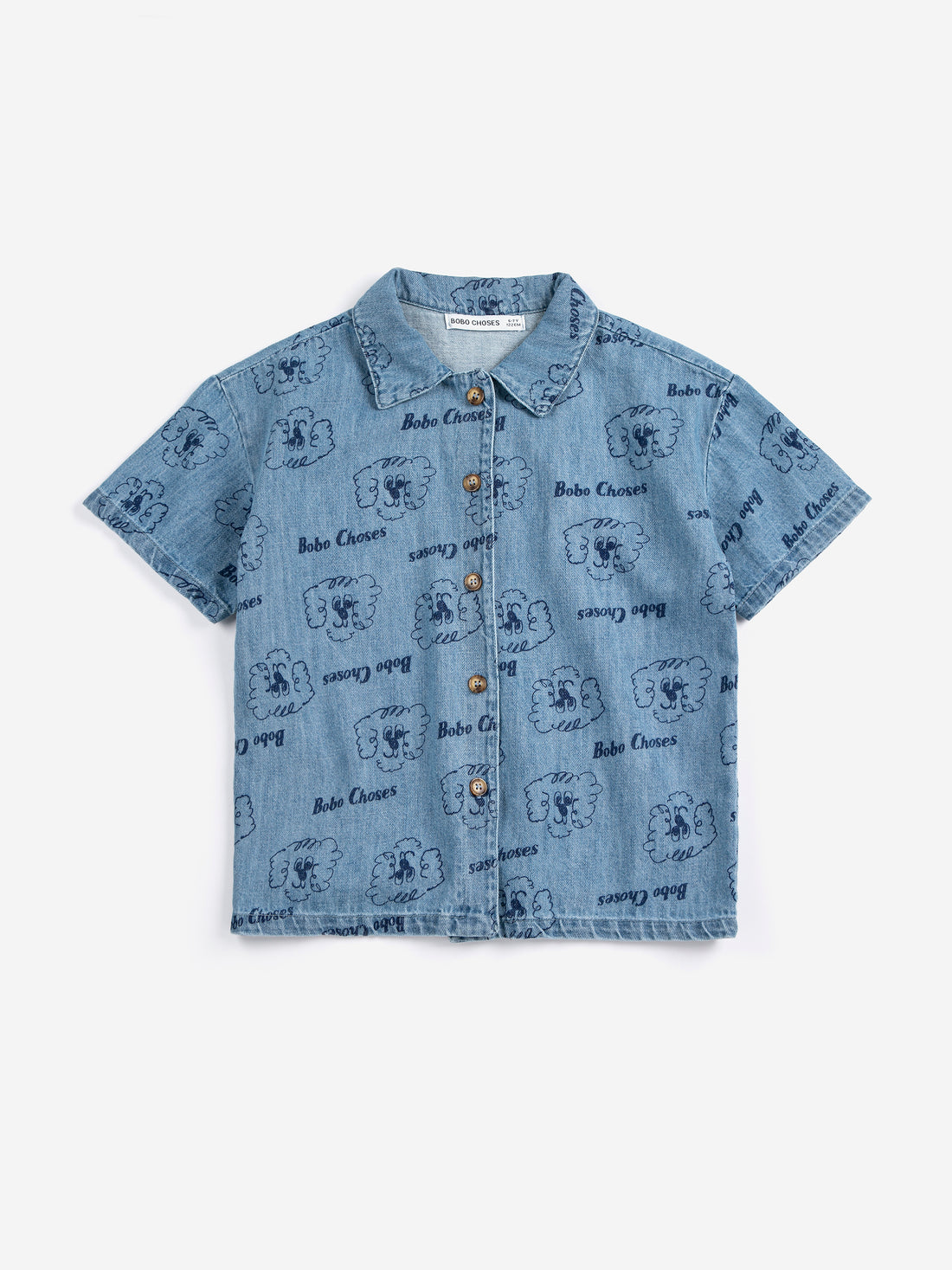 Bobo Choses Pickles The Dog All Over Denim Shirt - Prussian Blue