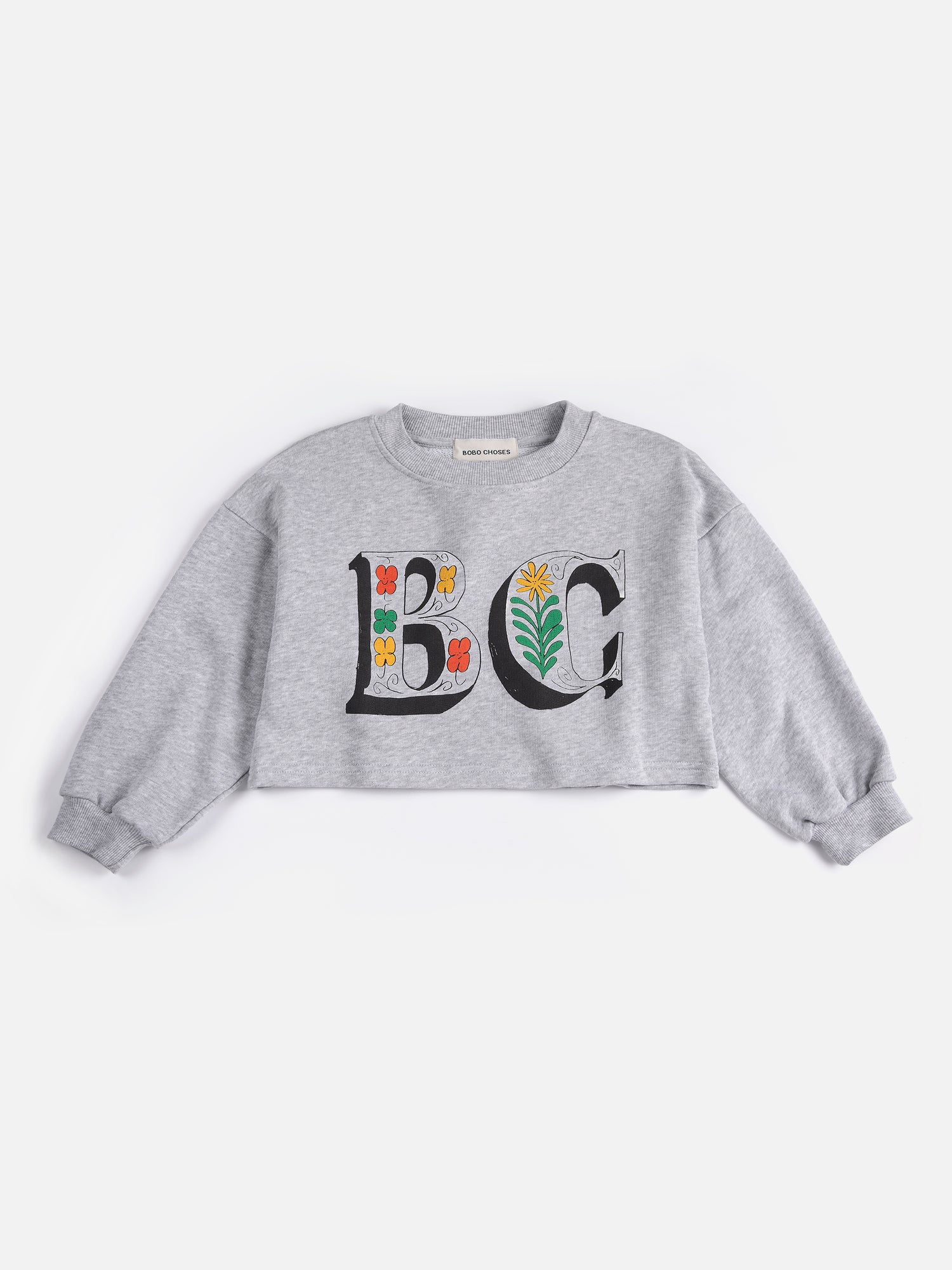 Bobo Choses Spring Letters Cropped Sweatshirt - Heather Grey