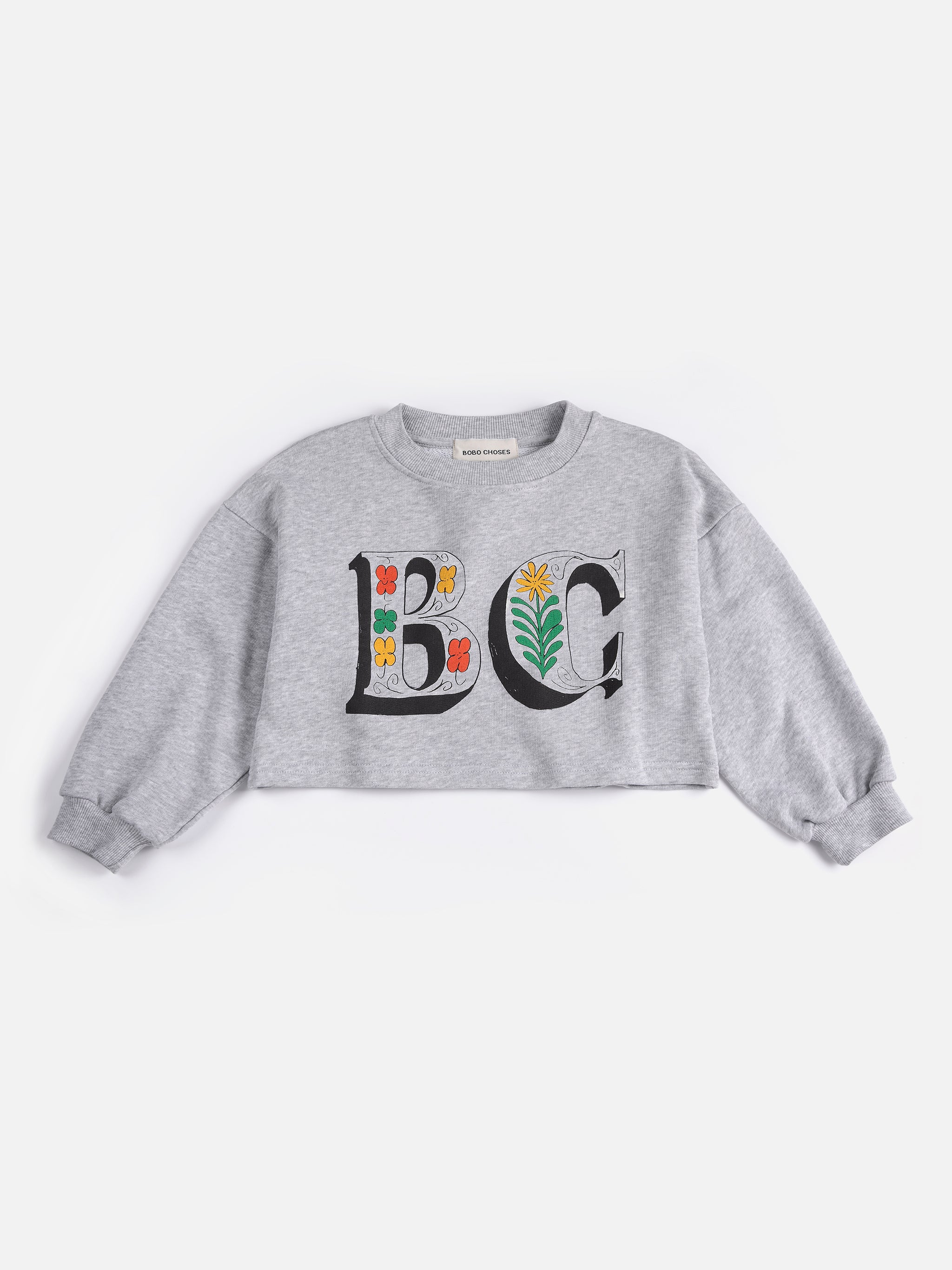 Bobo Choses Spring Letters Cropped Sweatshirt - Heather Grey