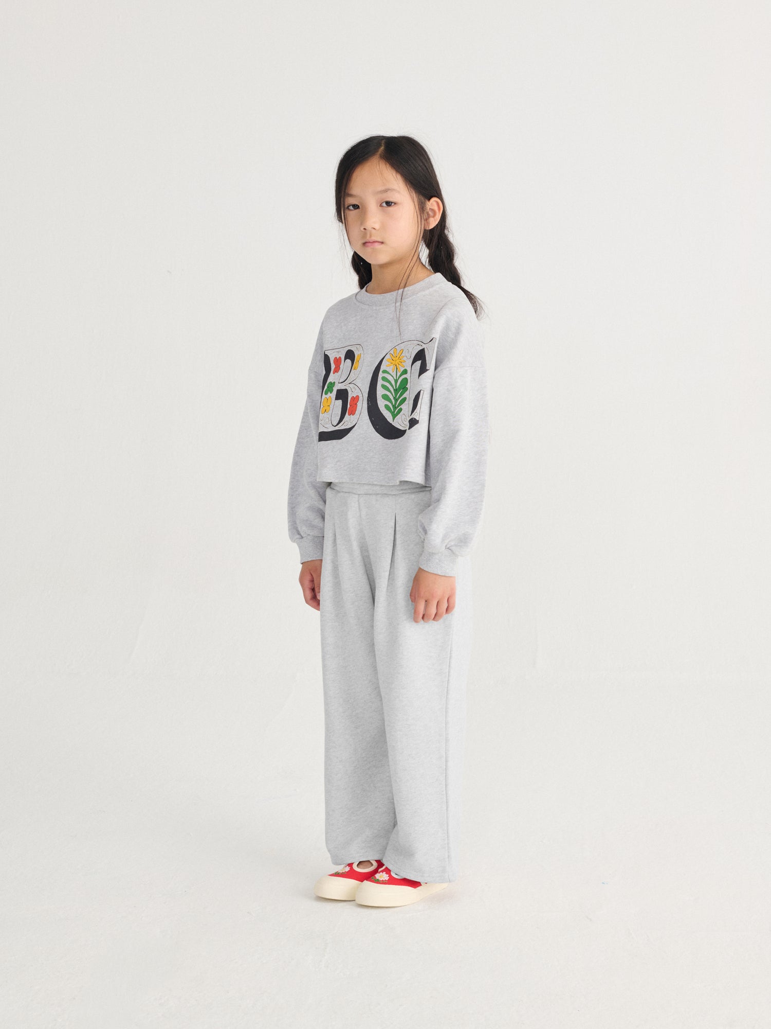 Bobo Choses Spring Letters Cropped Sweatshirt - Heather Grey