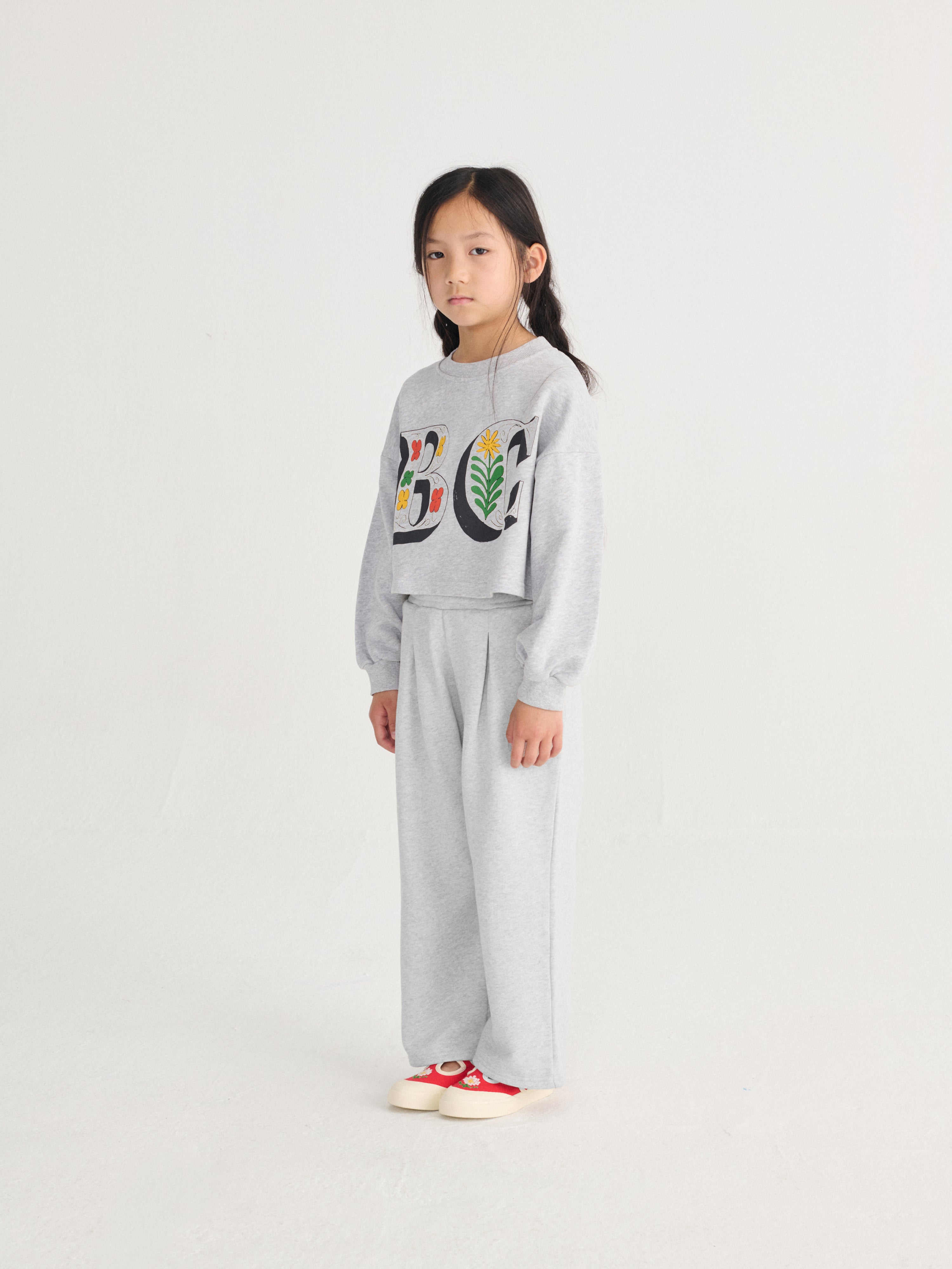 Bobo Choses Spring Letters Cropped Sweatshirt - Heather Grey