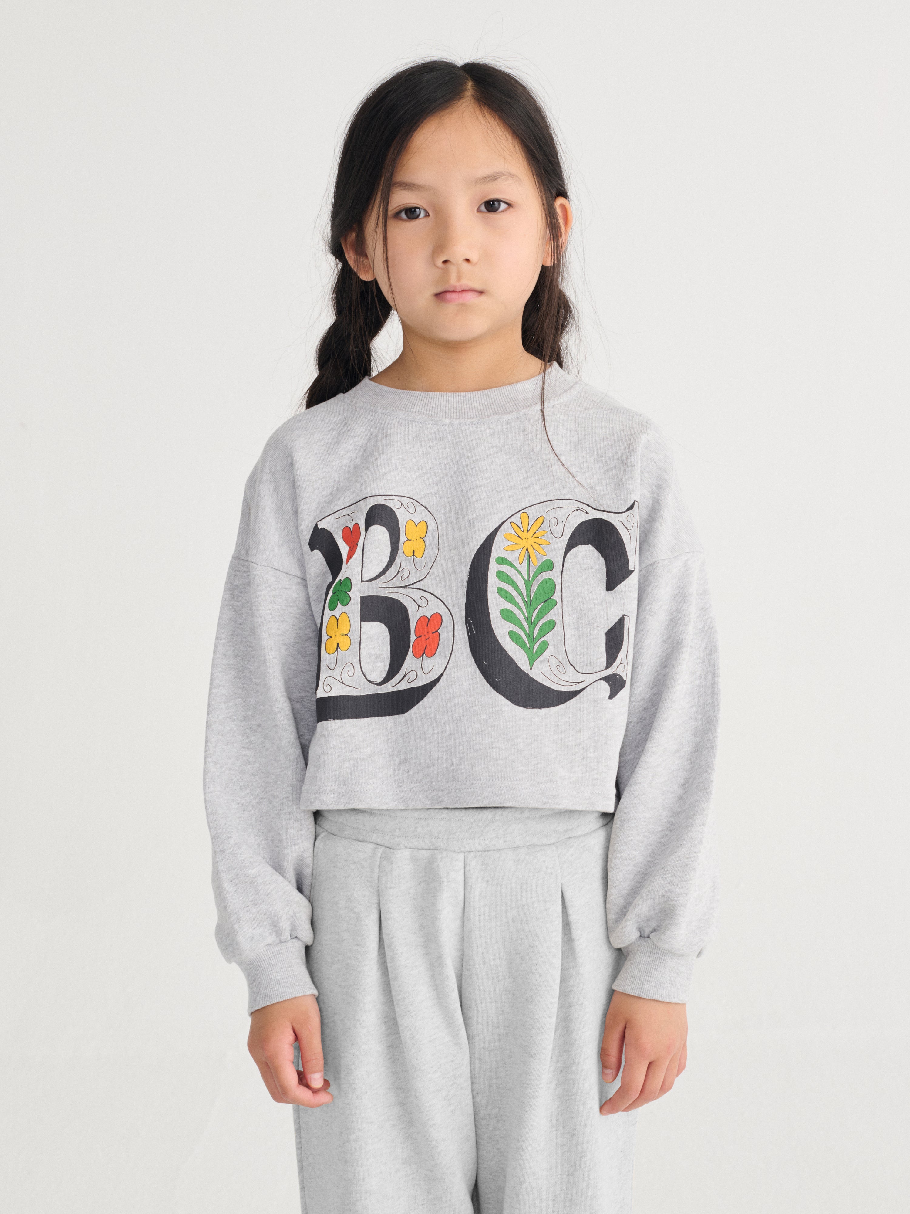 Bobo Choses Spring Letters Cropped Sweatshirt - Heather Grey