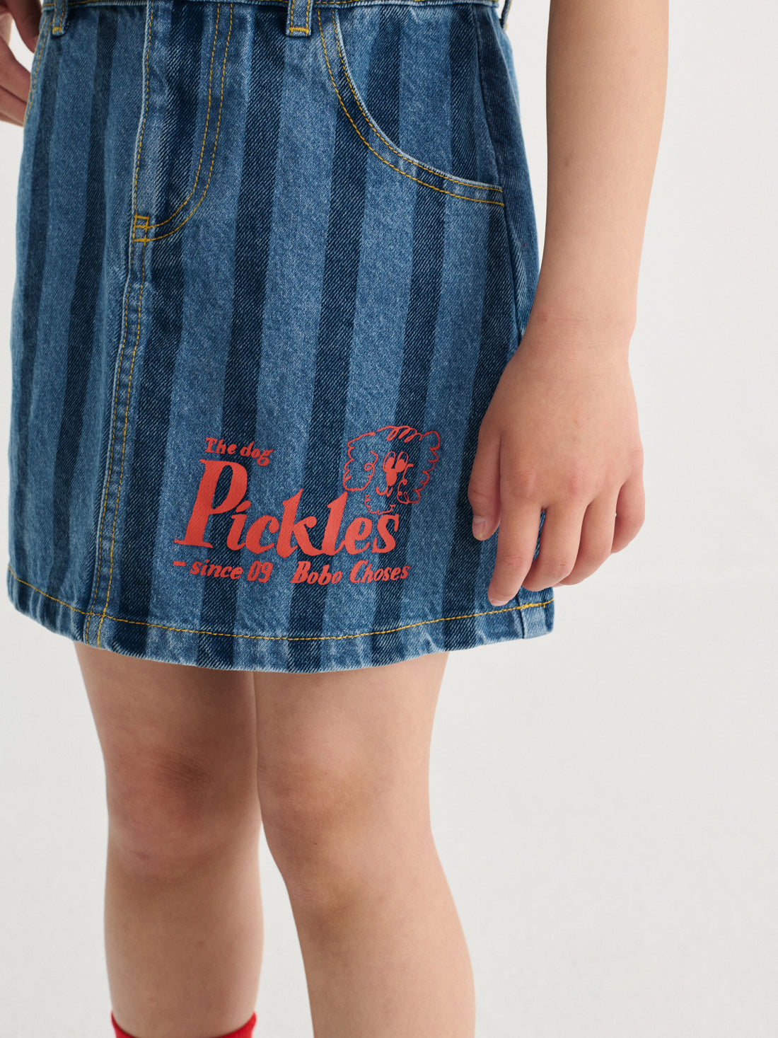 Bobo Choses Pickles The Dog Striped Denim Skirt - Navy Blue