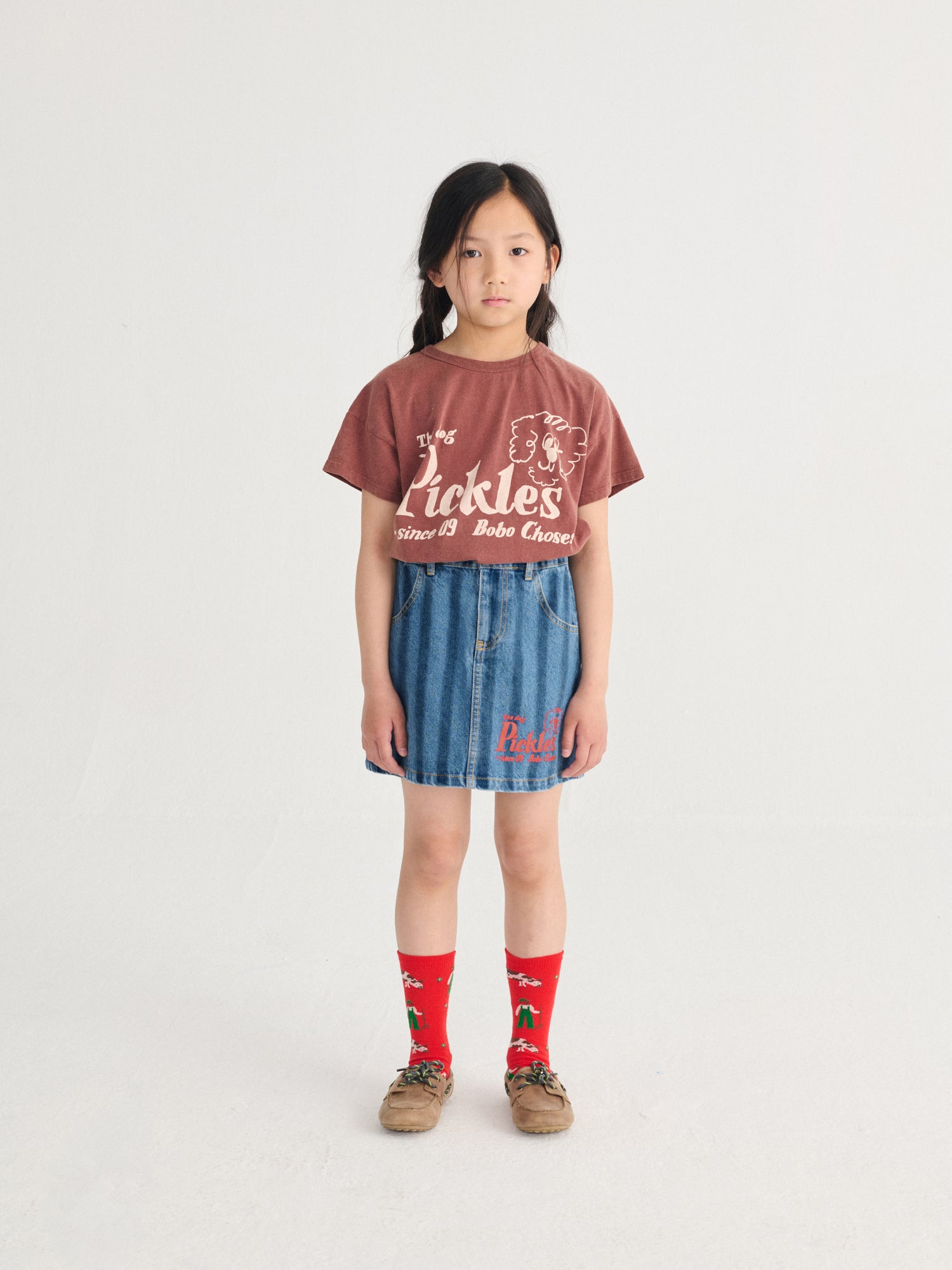 Bobo Choses Pickles The Dog Striped Denim Skirt - Navy Blue