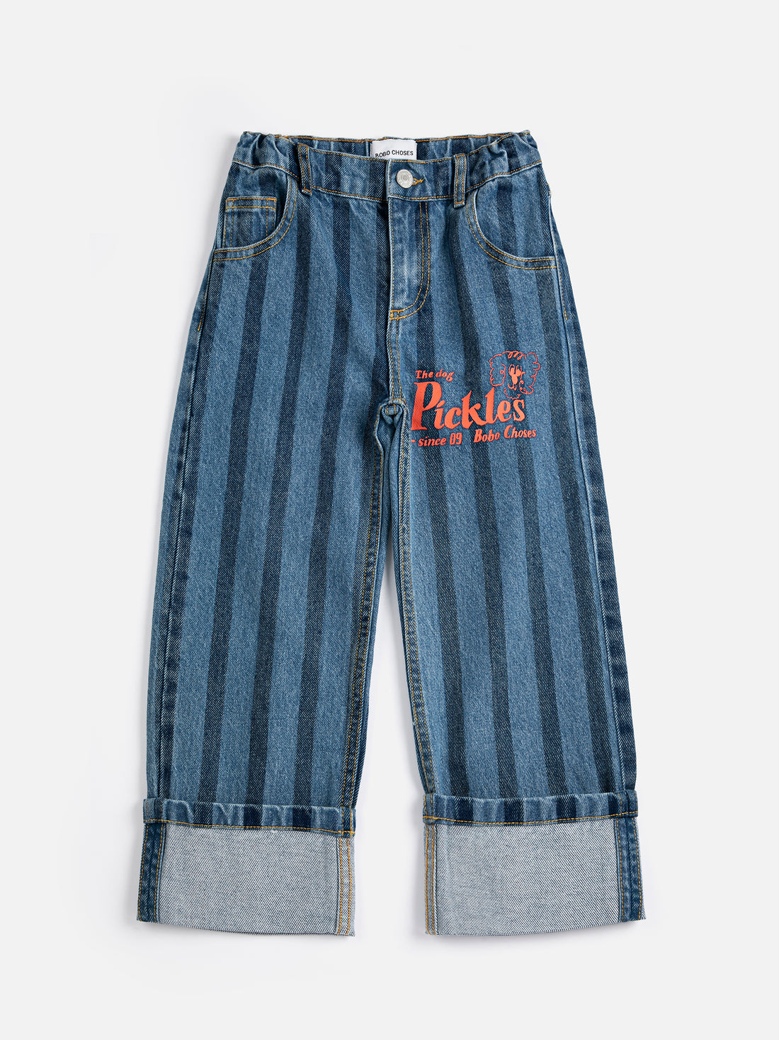 Bobo Choses Pickles The Dog Striped Denim Pants - Navy Blue