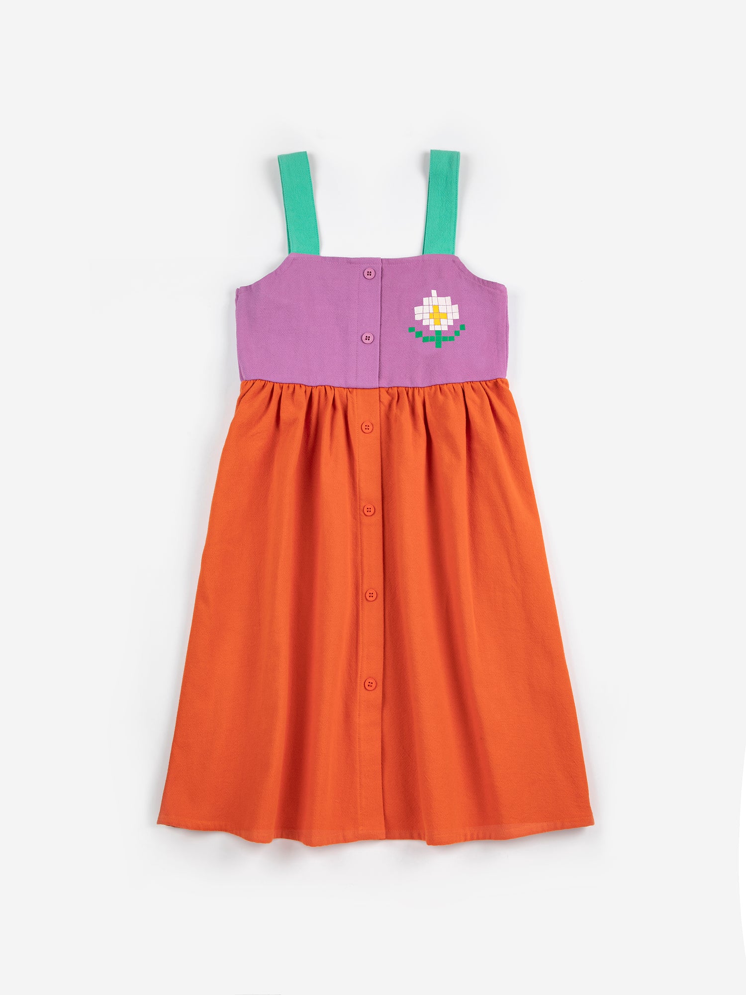 Bobo Choses Pixel Daisy Color Block Woven Dress - Multicolor