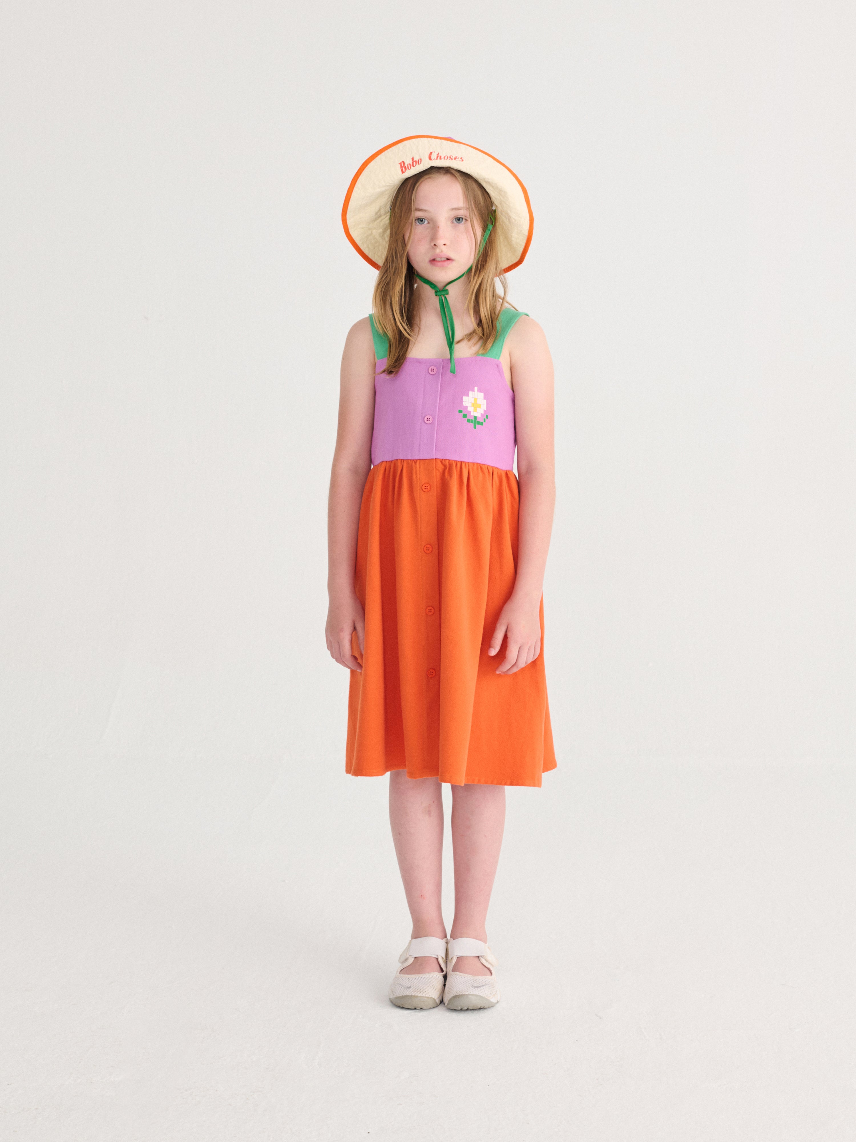 Bobo Choses Pixel Daisy Color Block Woven Dress - Multicolor