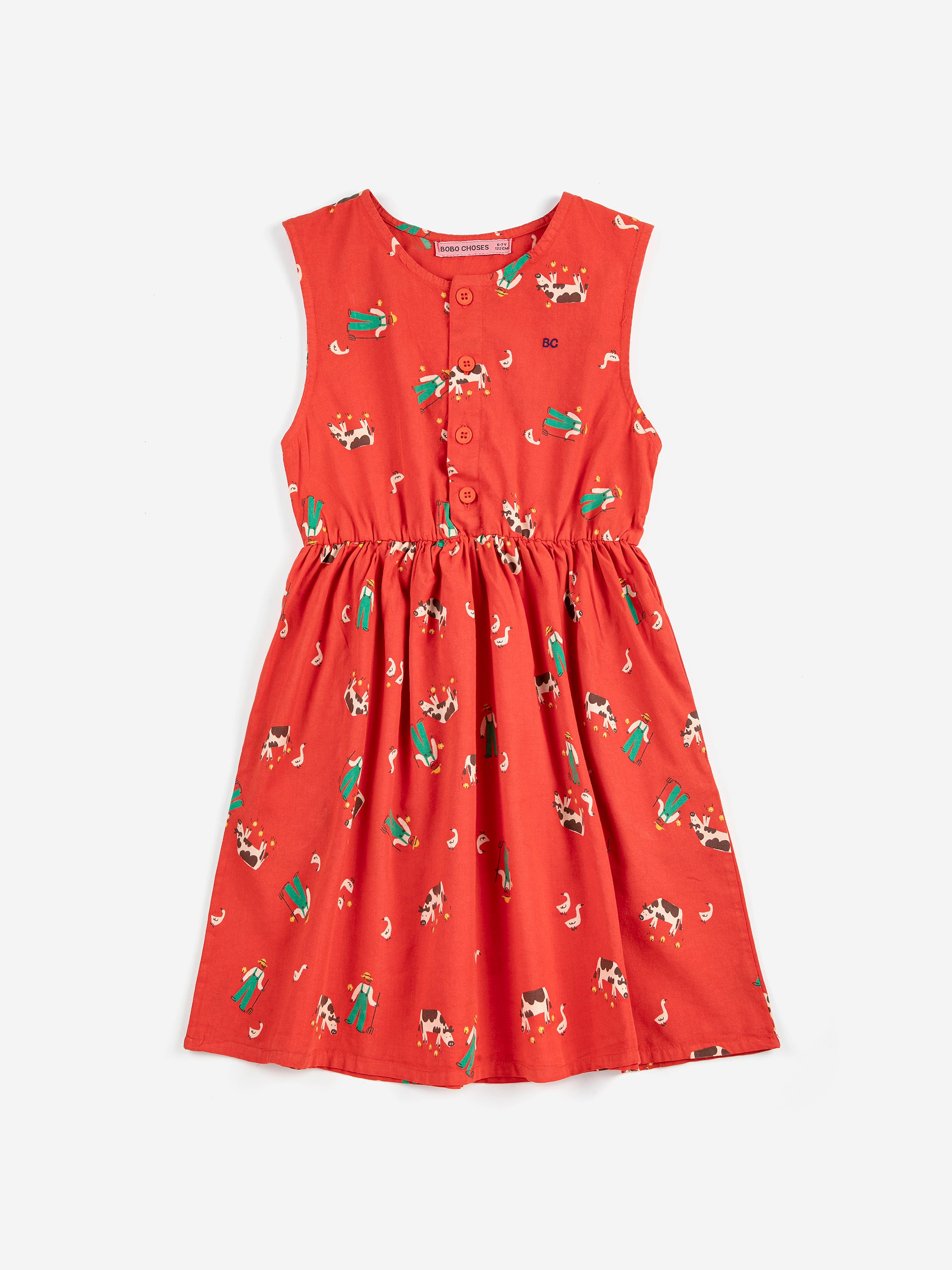 Bobo Choses Farm Adventure All Over Woven Dress - Red