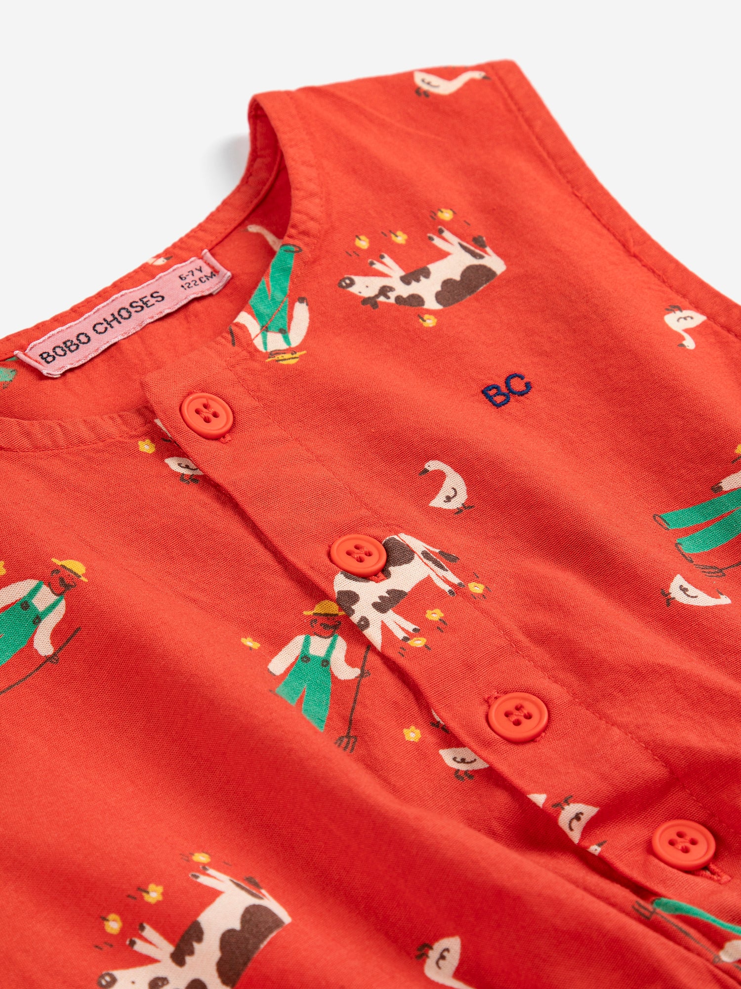 Bobo Choses Farm Adventure All Over Woven Dress - Red