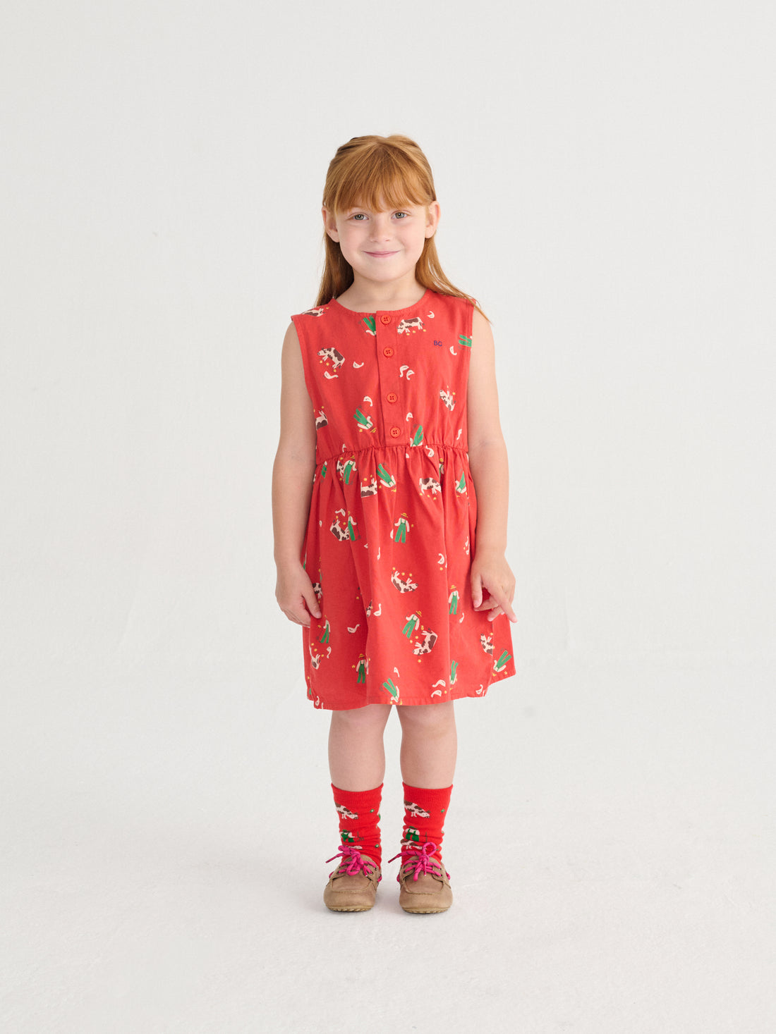 Bobo Choses Farm Adventure All Over Woven Dress - Red