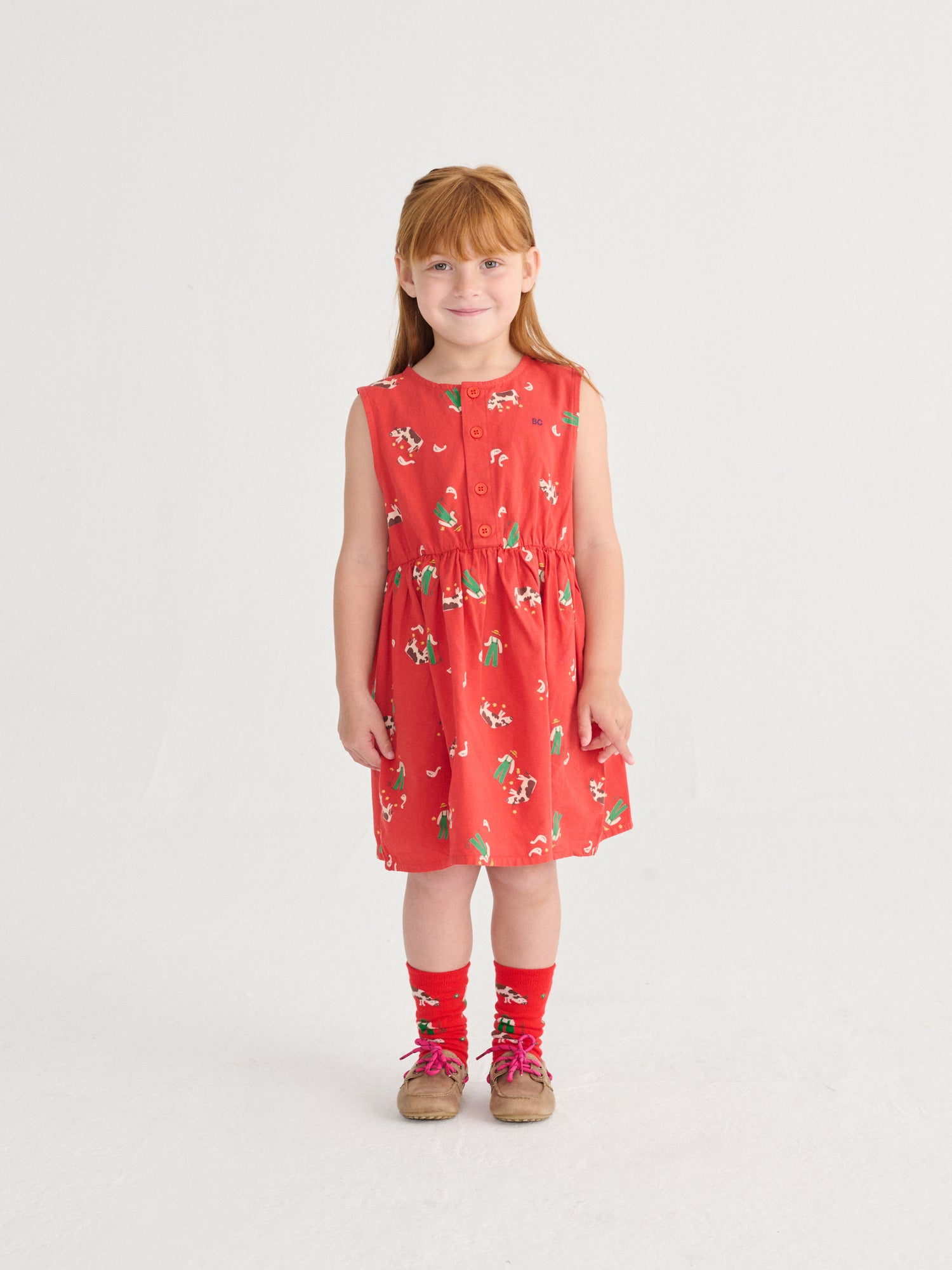 Bobo Choses Farm Adventure All Over Woven Dress - Red
