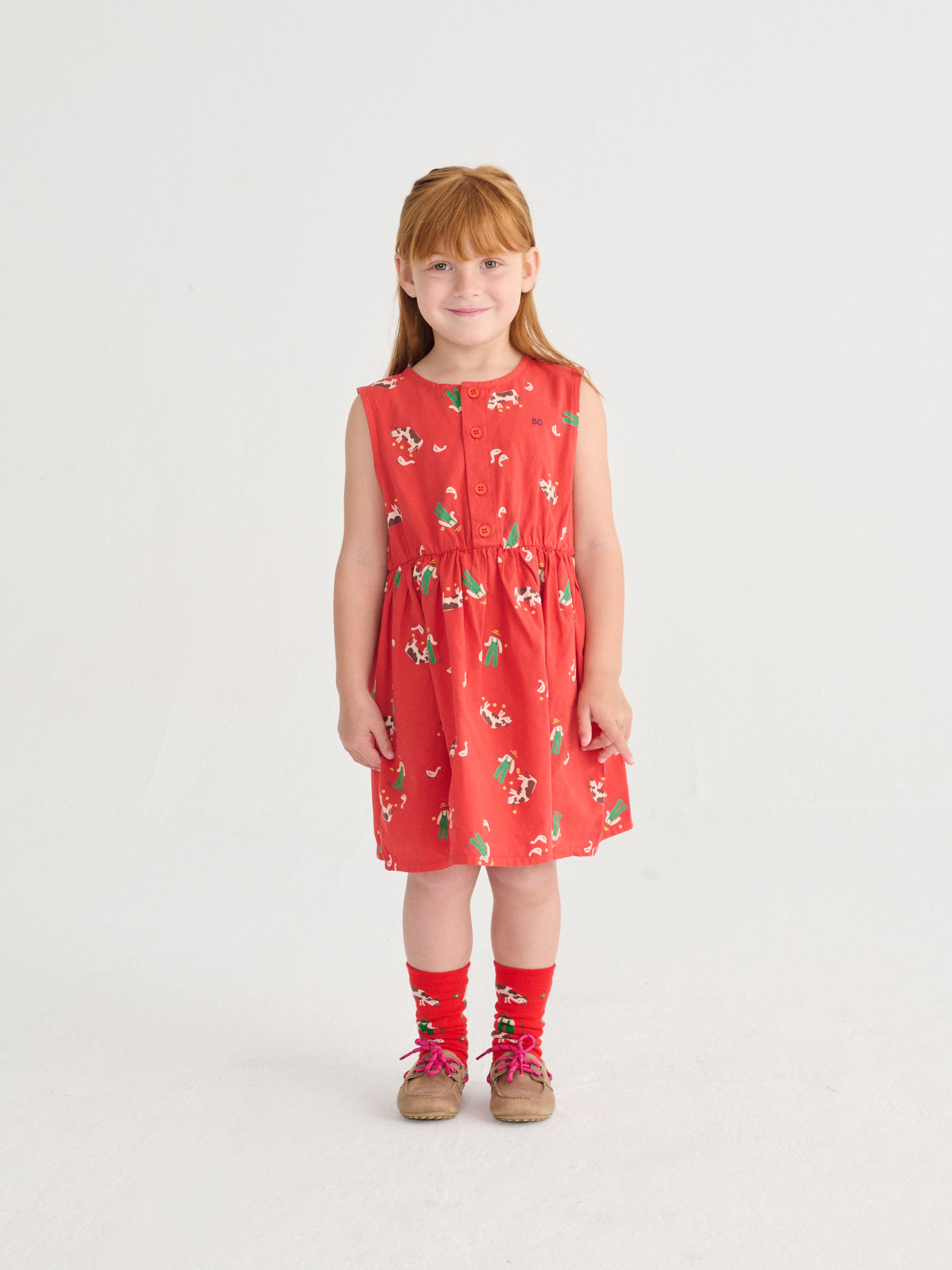 Bobo Choses Farm Adventure All Over Woven Dress - Red