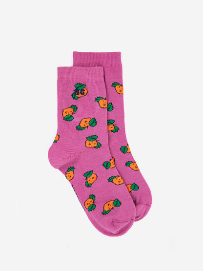 Bobo Choses Tangerine All Over Short Socks - Fuchsia