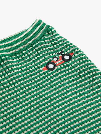Bobo Choses Baby Race Car Knitted Footed Leggings - Light Green