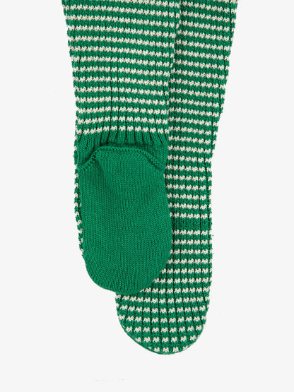 Bobo Choses Baby Race Car Knitted Footed Leggings - Light Green