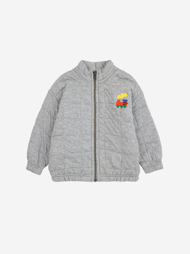 Bobo Choses Baby Bobo Choo Choo Quilted Zipped Sweatshirt - Light Heather Grey