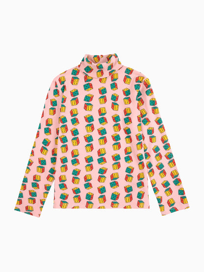Bobo Choses Dices All Over Turtle Neck T-shirt - Pink