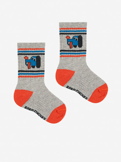Bobo Choses Baby Doggy Mate Short Socks - Light Heather Grey