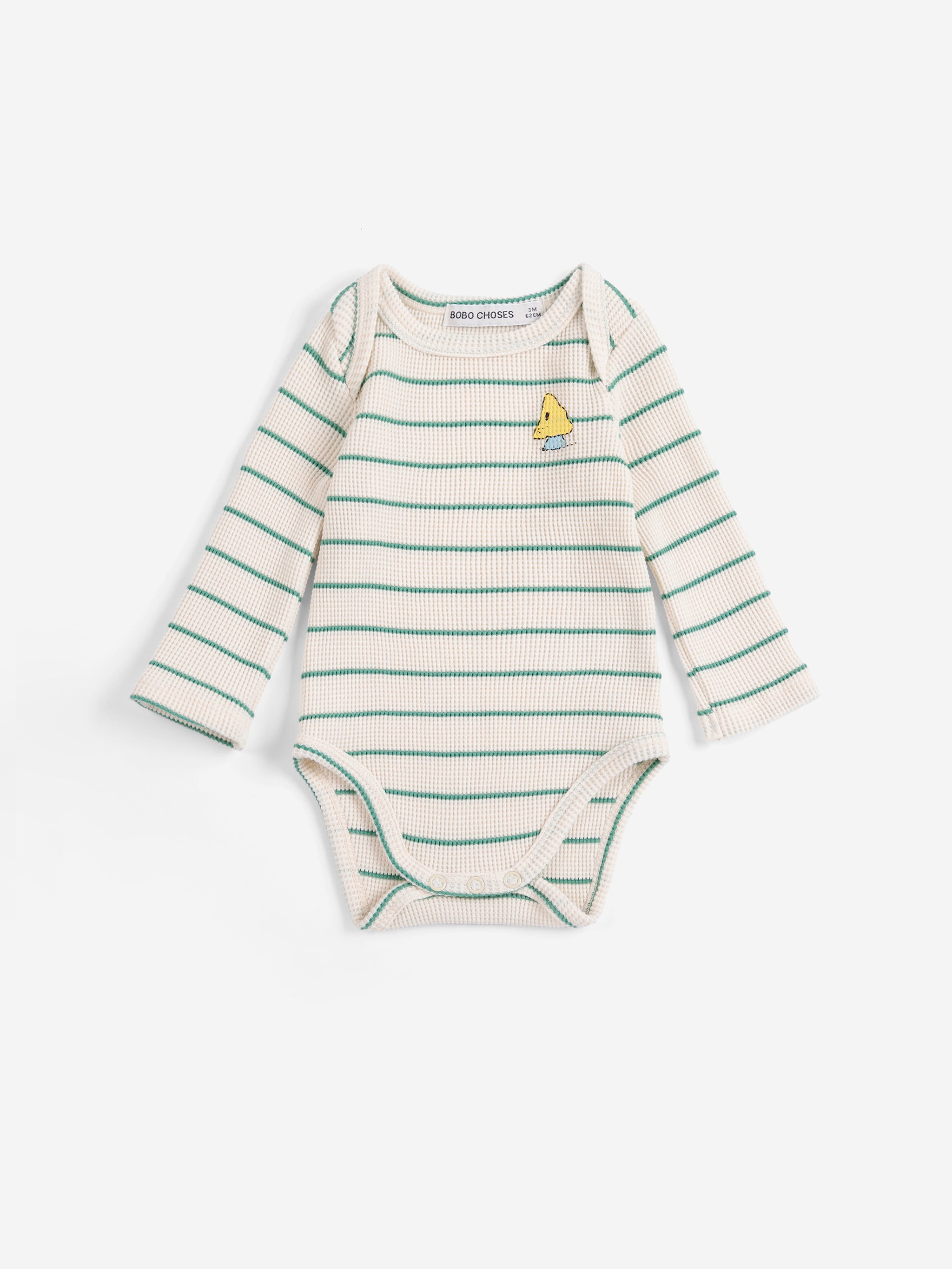 Bobo Choses Mush Monster Stripe Body - Off White / Green