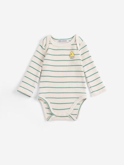 Bobo Choses Mush Monster Stripe Body - Off White / Green