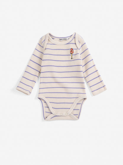 Bobo Choses Mush Monster Stripe Body - Off White / Purple