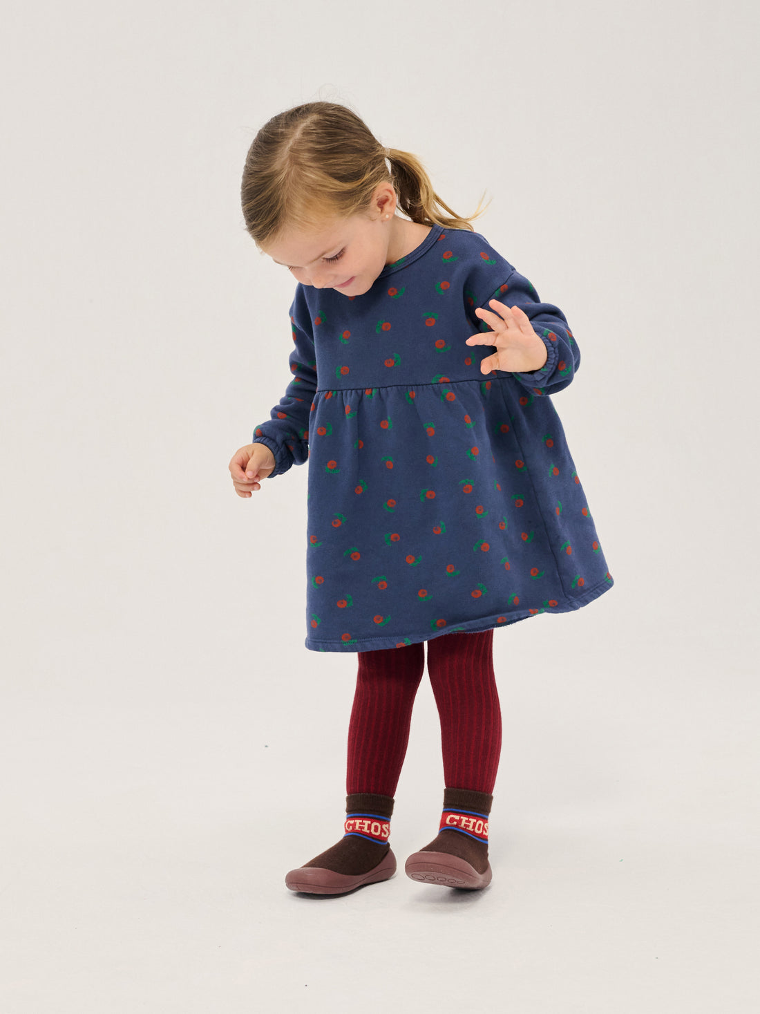 Bobo Choses Stamp Bloom All Over Fleece Dress - Navy Blue