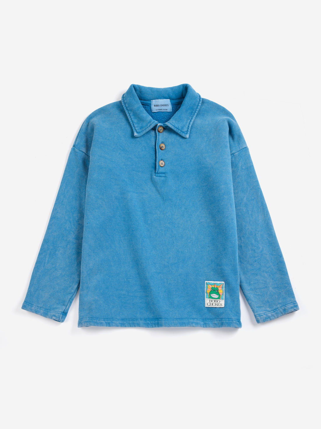 Bobo Choses Beast Tag Polo Sweatshirt - Light Blue