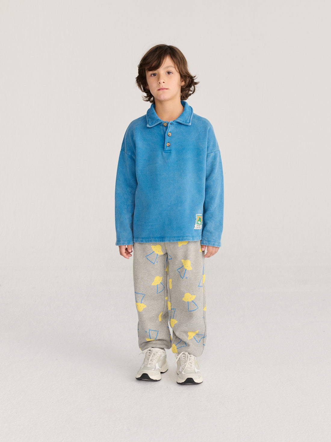 Bobo Choses Beast Tag Polo Sweatshirt - Light Blue