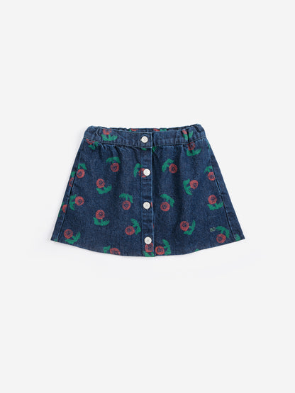 Bobo Choses Stamp Bloom All Over Denim Skirt - Navy Blue